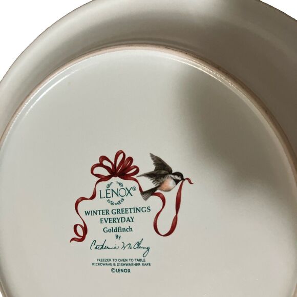 Lenox Winter Greetings Everyday Goldfinch Dinner Plates 10.75" Catherine McClung - Picture 7 of 15